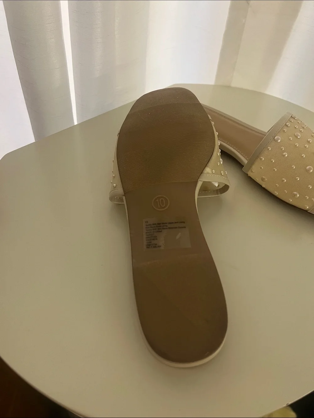 a new day Cream Slide Sandals with Pearl Beading
